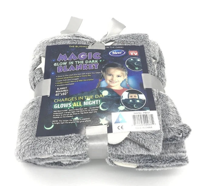 Glowing stars and moons polyester wool blanket for nighttime comfort