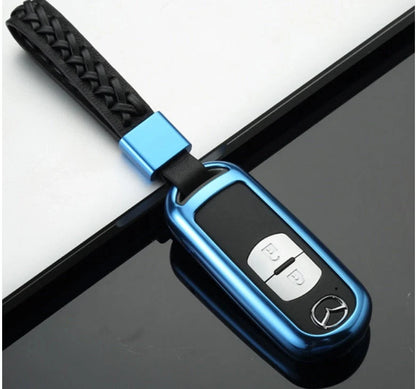 Aluminum alloy key case for Mazda with CNC engraving, available in multiple colors