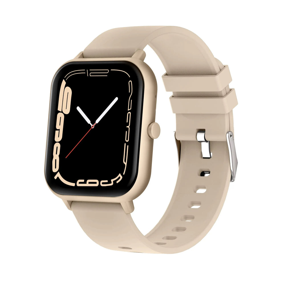 Bluetooth smart watch with colour touchscreen on a wrist, showing heart rate monitoring display.