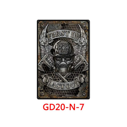 Retro tin painting wall hanging with American vintage design, 30x20cm