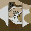 Orange yellow soft silicone iPhone case with a hand-drawn cartoon line painting design.