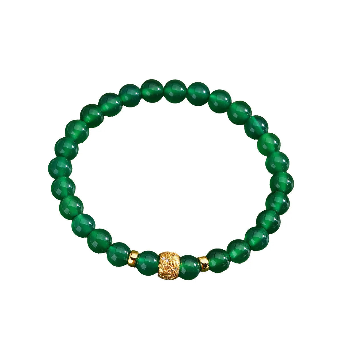 Women's green agate bracelet with geometric beads on S925 sterling silver