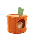 Carrot-shaped felt cat tunnel nest with semi-enclosed design and drilled pattern