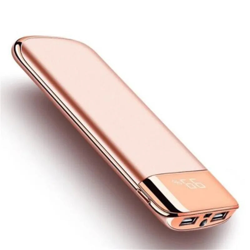 Y10 power bank portable charger with LCD screen, shown in black colour, with dual USB ports visible