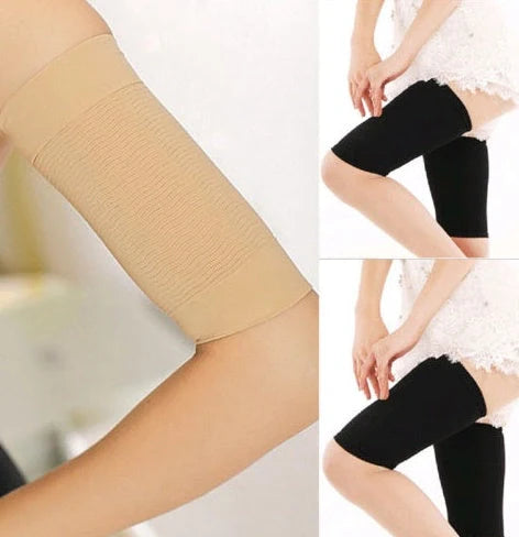 Compression sleeves with wave pattern design for arm slimming and muscle stimulation