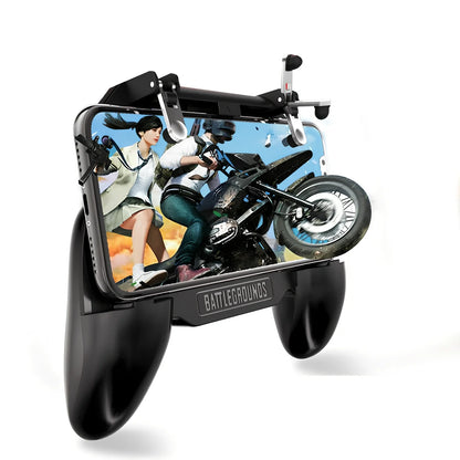 Black 5-in-1 mobile gaming controller with fan, 2000mAh powerbank, wireless clamp for phones 10-16.5cm