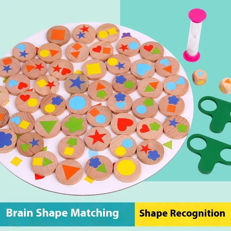 Wooden board game with shape matching pieces, colour box packaging, 32x30x4 cm, for children 4-6 years