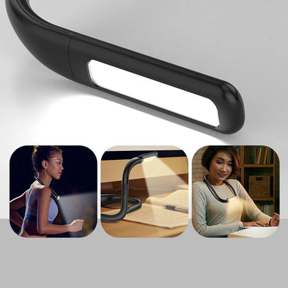 Adjustable hands-free neck reading light with rotatable lamp head, 3 color temperature settings, and ergonomic design for comfortable, customizable illumination