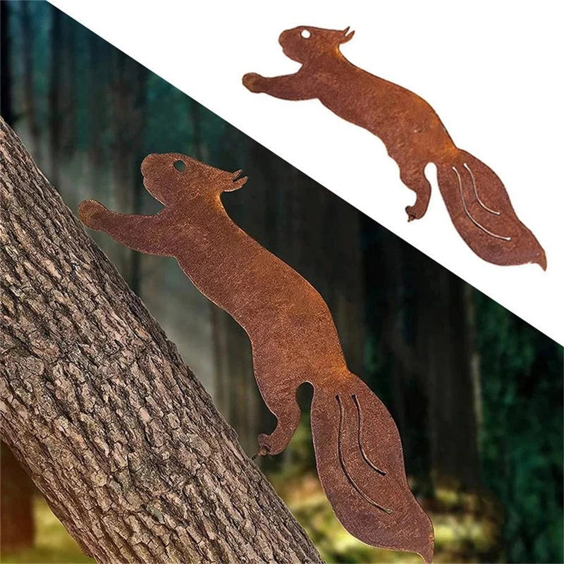 Iron squirrel silhouette screw insert for rustic home decor