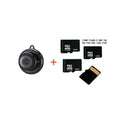 Compact white WiFi camera with 1080p night vision and black lens on a shelf
