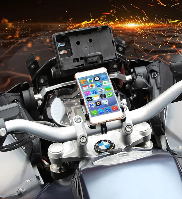 GUB Plus motorcycle and bicycle phone holder with rotating mount in black, red, titanium or rose gold