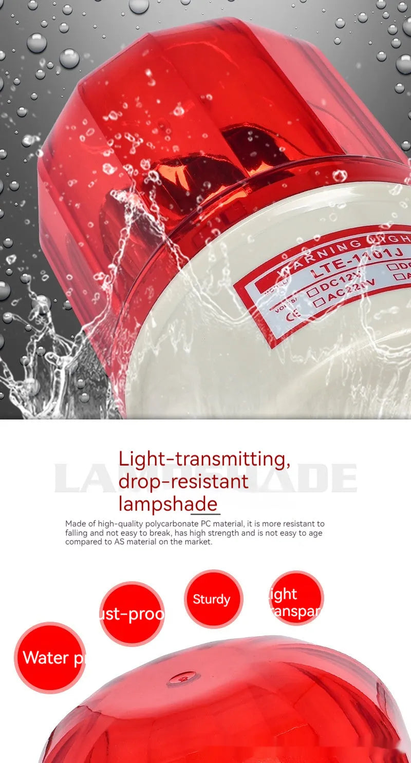 LTE-1101J red rotating warning light and siren unit with large magnetic base mount.