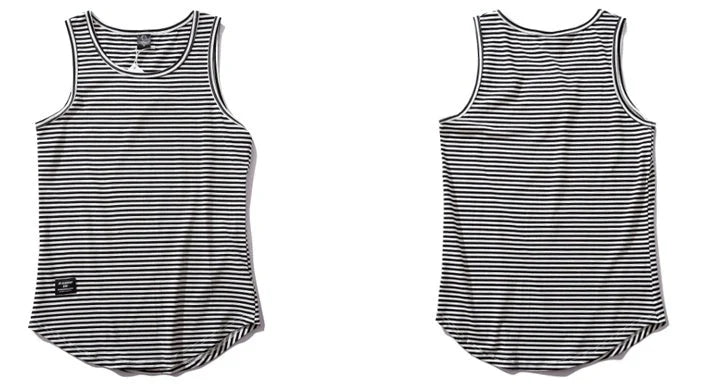 Men's cotton sleeveless scoop tank top with printed design in various colours