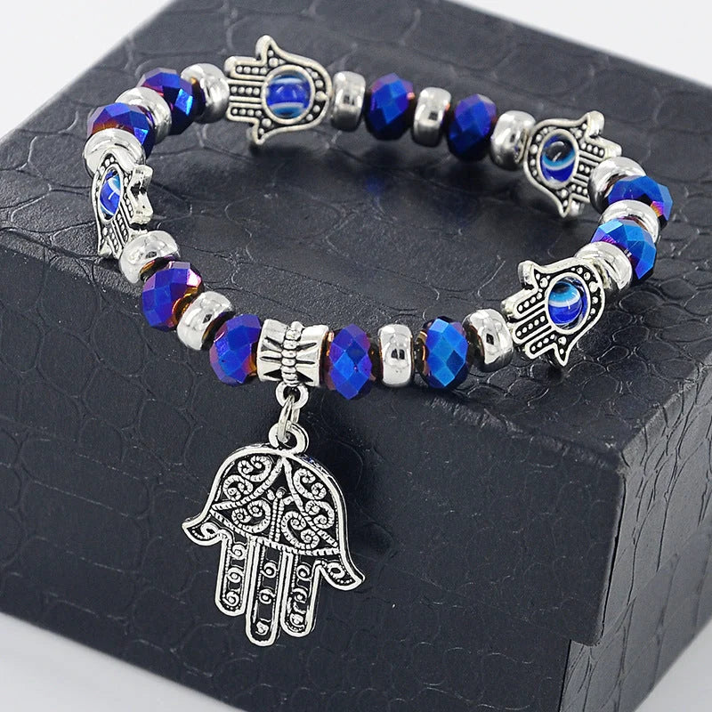 Devil's Eye Beaded Bracelet in alloy with artificial gems, available in multiple colours
