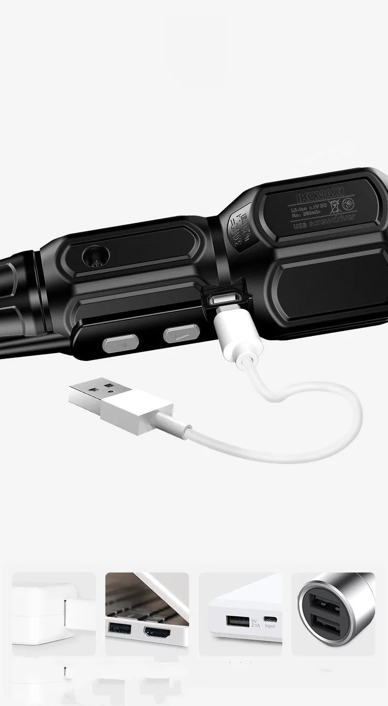 Cordless automatic screwdriver hand drill with USB cable, 3.6V, variable speed, torque control, colour options A to E