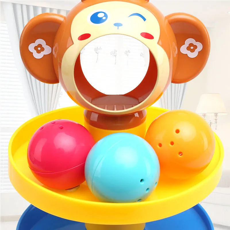 Puzzle rolling ball baby toy 17x18x40.5cm in as-shown colour with music and stacking function