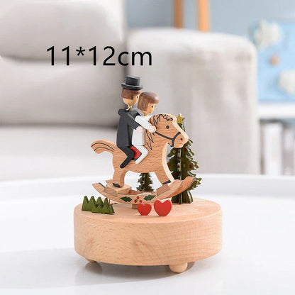 Innovative rotating wooden music box with Yunsheng movement, European-style design