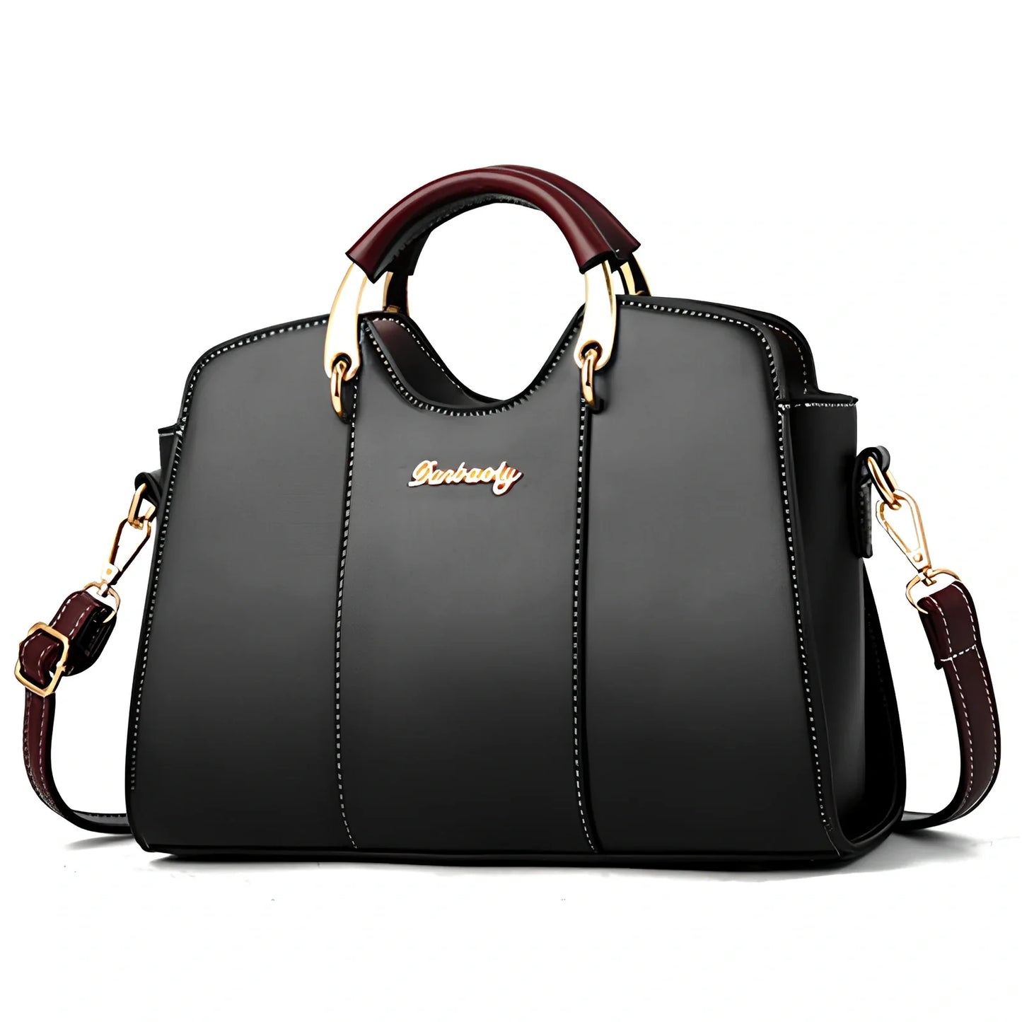 Women's shoulder bag with zipper closure measuring 28.5cm wide in wine red colour