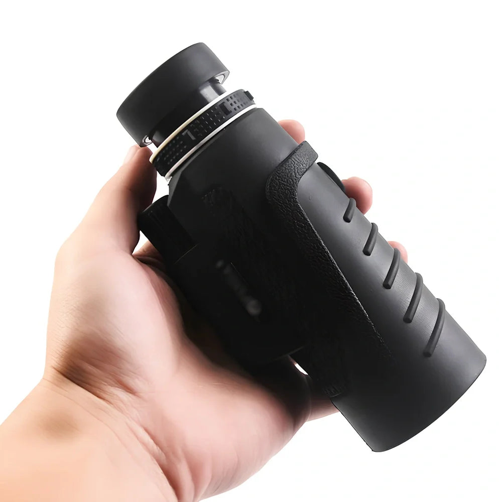 Black 40X60 HD monocular telescope with iPhone clip and tripod, 53x150mm size for 40x zoom outdoor viewing