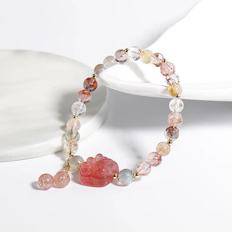 Women's handmade crystal bracelet with animal zodiac modelling in Korean style