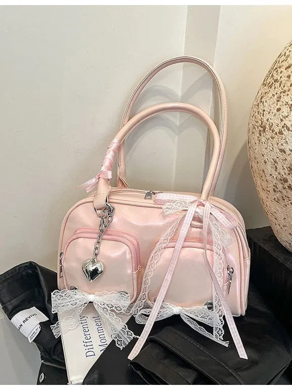 Large capacity horizontal square PU leather shoulder bag with double straps and phone compartment