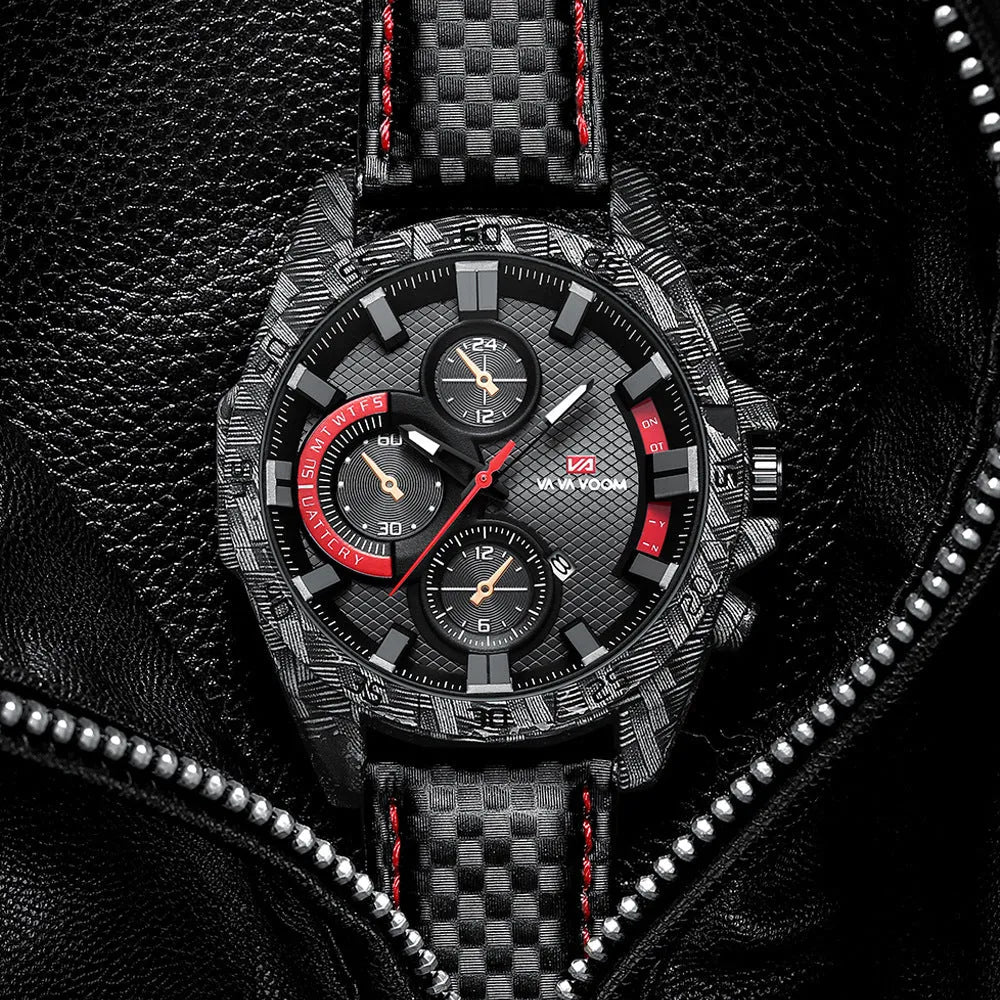 Carbon fibre element case men's wristwatch with luminous pointer display, calendar window, and 46mm dial