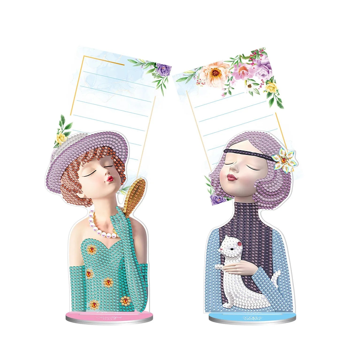 Diamond painting kit with note clip for desktop decoration in American style.