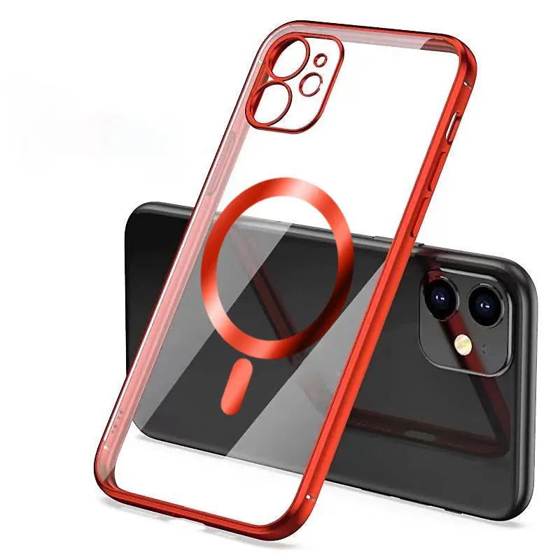 Electroplated magnetic suction silicone TPU back cover for iPhone in multiple colours
