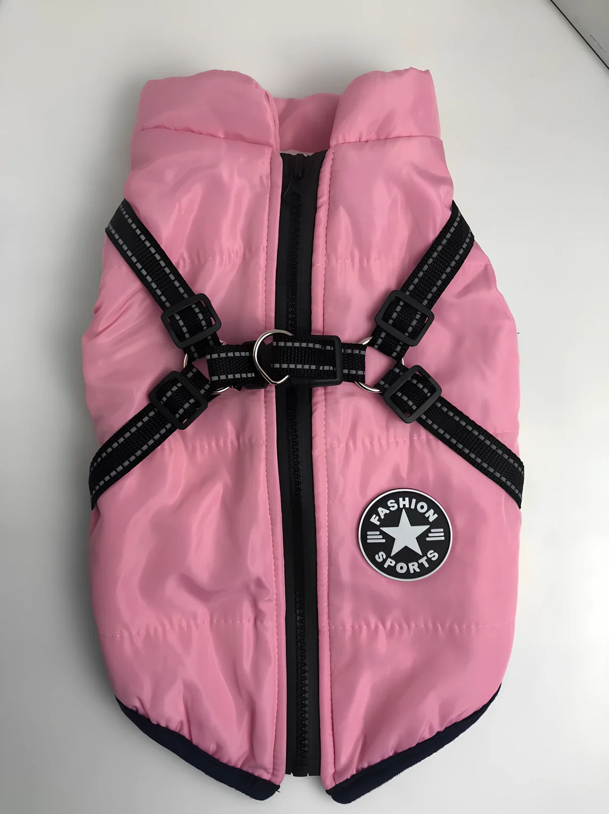 Red cotton chest back integrated vest on dog, sizes S-2XL, waterproof washable pet winter clothing