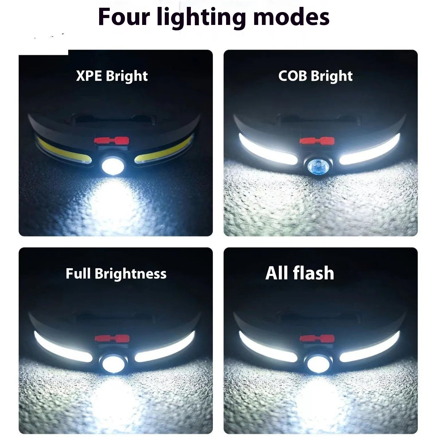 Dual light source solar fishing headlight with ABS housing and charging cable