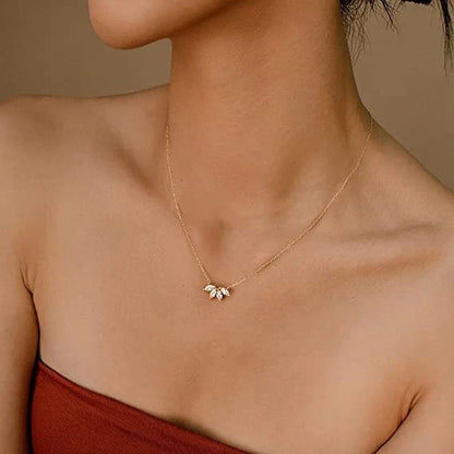 Minimalist lotus flower petal necklace in gold and silver, perfect for parties and everyday wear