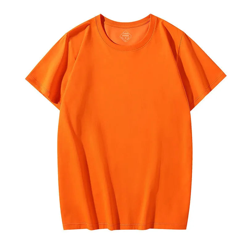 Men's short sleeve cotton blend t-shirt in multiple solid colours with loose fit casual style.