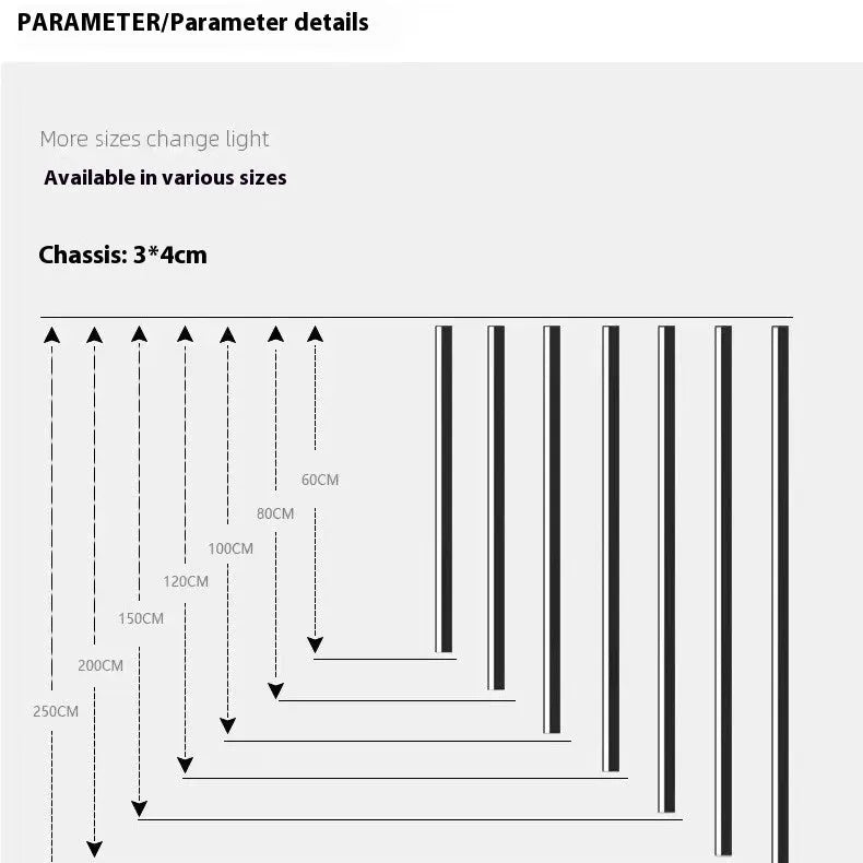 80cm long black aluminium LED strip wall light with a polycarbonate shade and touch control for colour changing.