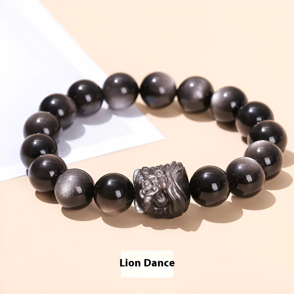 Women's crystal bracelet with silverstone stones and tassel charm on wrist
