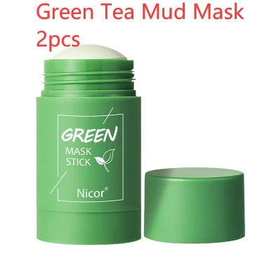 Premium green tea and eggplant mud mask for deep cleansing, oil control, and radiant skin