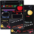 Black wooden First Day of School sign with white chalkboard text, measuring 25.5 by 30 centimetres.
