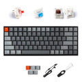 Grey 87-key mechanical keyboard with white backlight, USB and Bluetooth connectivity, compact plastic edge design