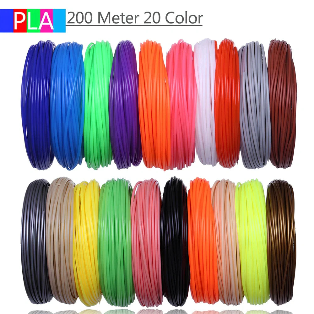 ABS and PLA filament consumables in 20 colours for 3D printing pens, 200m length circular strips