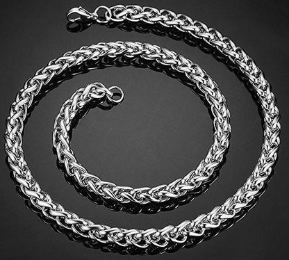 Men's stainless steel punk style chain necklace with geometric pattern
