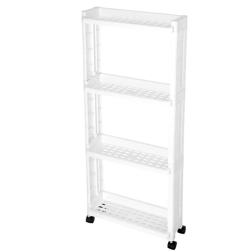 Multi-layer kitchen storage shelf with wheels in white and grey options