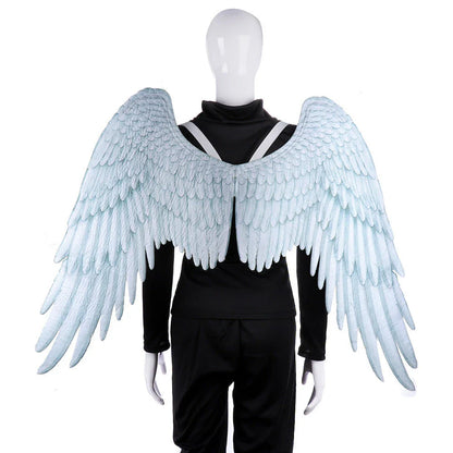 Kids' 3D angel wings in white and black for Halloween and cosplay