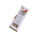 Set of six watercolour acrylic paint brushes with wood handles and nylon wool bristles in assorted sizes