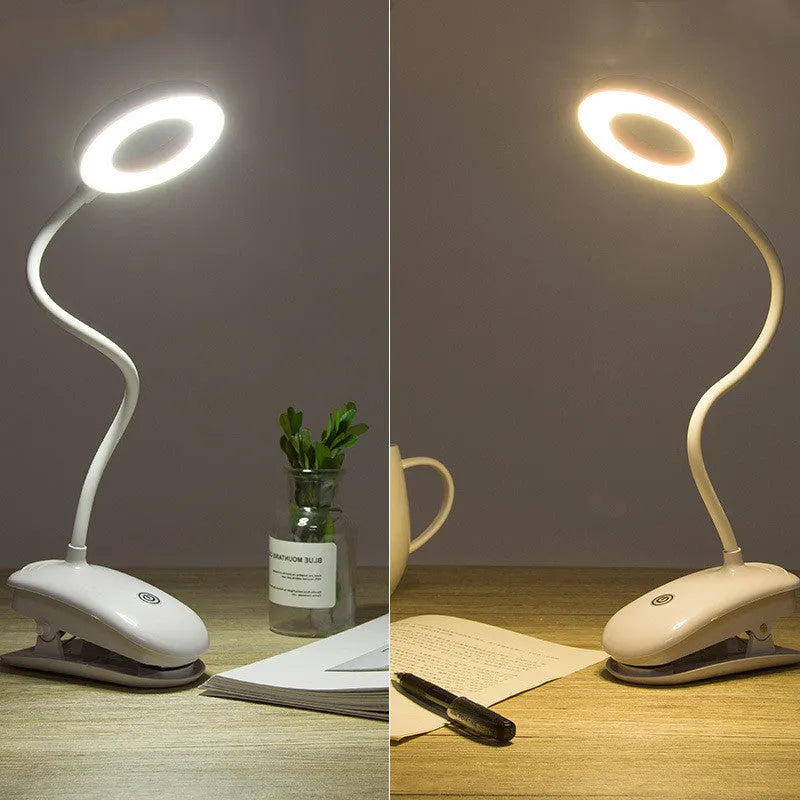 Clip-on rechargeable desk lamp with touch control and LED light source