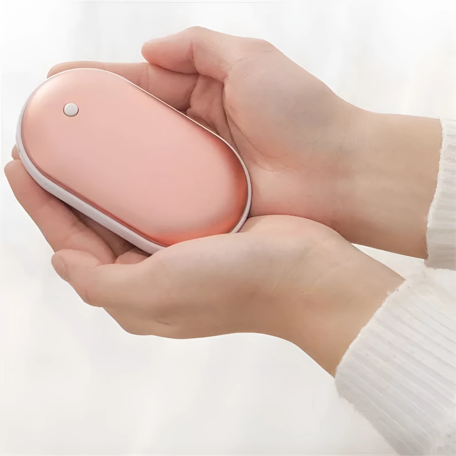 Macaron USB charging hand warmer power bank in aluminium alloy casing with double-sided heating and indicator light