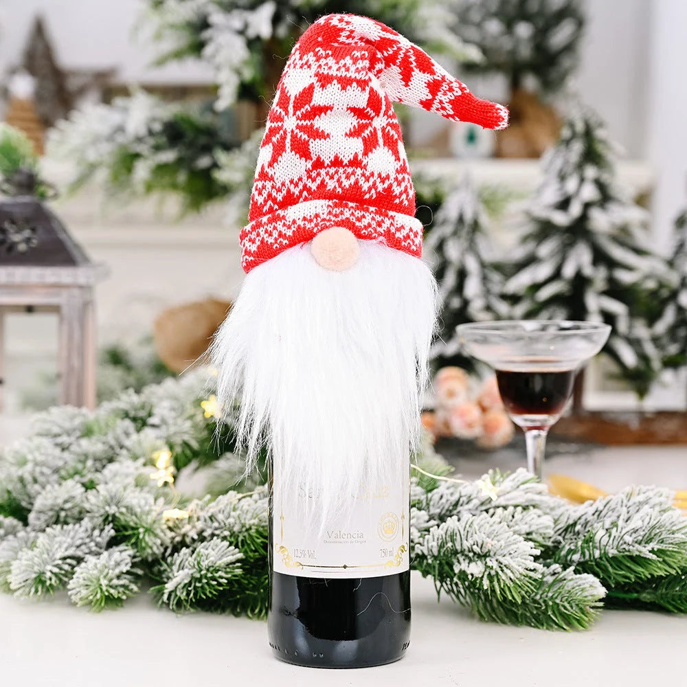 Festive Christmas wine bottle socks in vibrant holiday designs