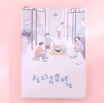 Colour page button notebook with Cherry Blossom design, PU cover, and button closure, 11cm by 15cm