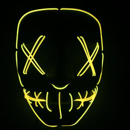 Halloween LED Glowing Full Face Mask with adjustable light modes and voice control feature