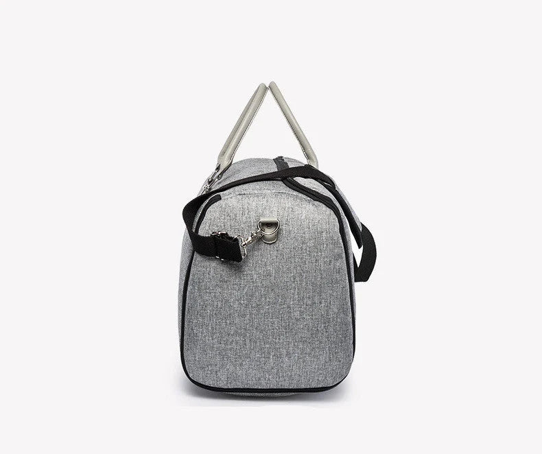 Large-capacity multi-function suit bag for gym and leisure, available in black and grey