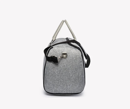 Large-capacity multi-function suit bag for gym and leisure, available in black and grey