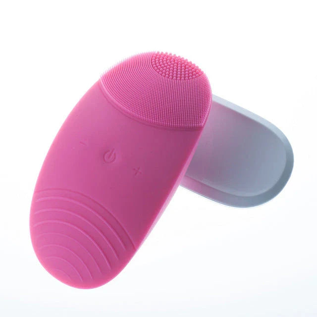 Rose red electric cleansing instrument with ultrasound function for deep skin cleansing